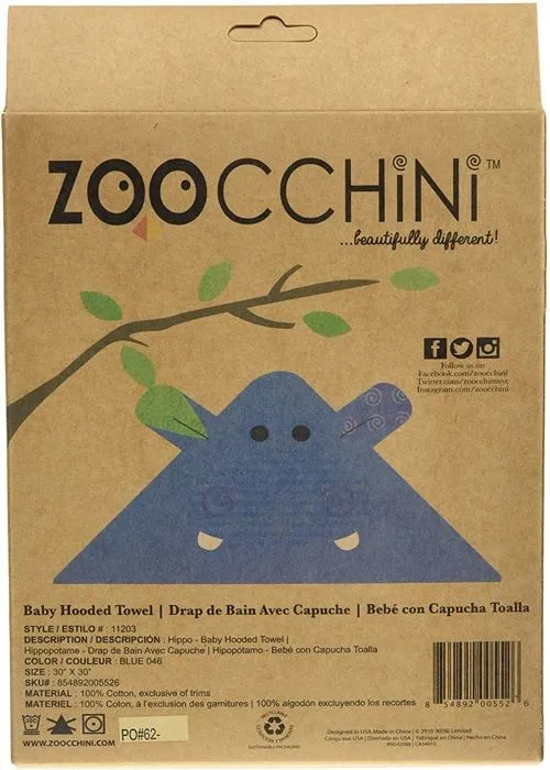 Sortie de bain - poncho de bain Zoocchini - 152 - Serviette de Bain Bebe Motif Henry L'Hippo-5