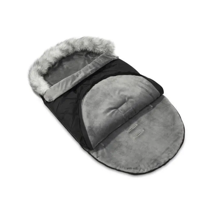 Bellochi Chanceliere Universelle pour Poussette - Capuche Réglable et Col Fourrure Amovible - Matelassé Black-1