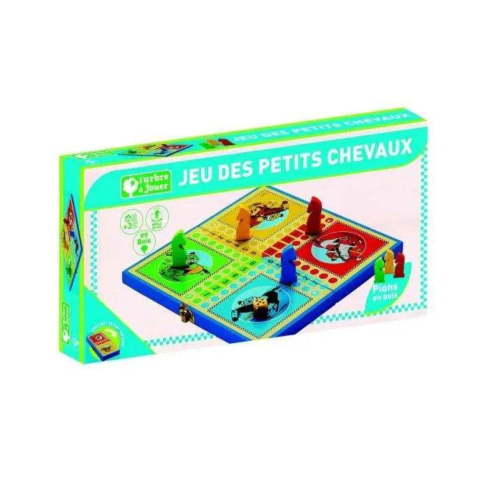 Jeujura - Coffret Pliant Petits Chevaux - L'arbre à Jouer - Jeu de Société - Âge Minimum : 3 Ans-3