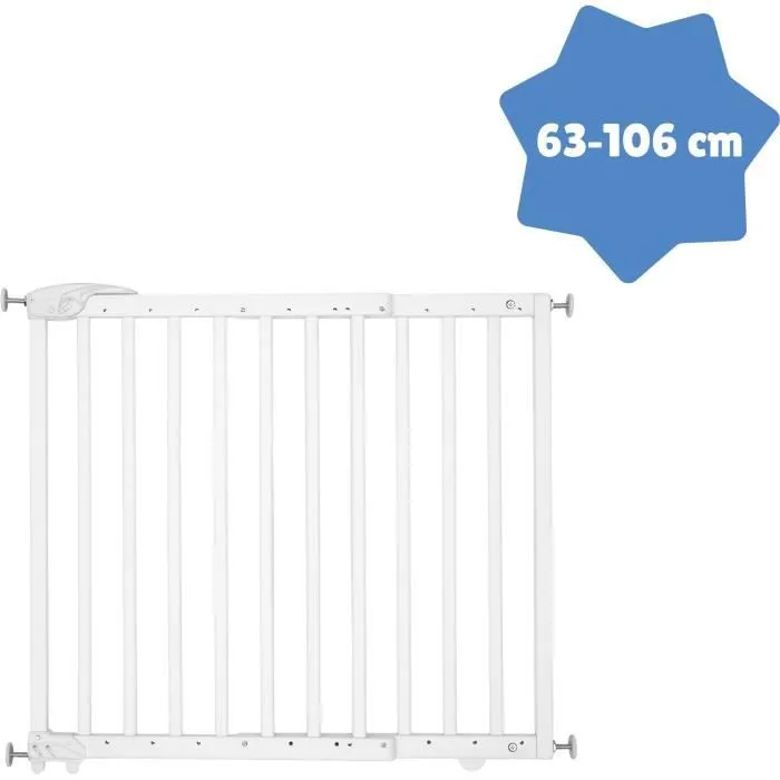 Badabulle Barrière de Sécurité Deco Pop - Barrière Extensible pour Ouverture de 63 à 106cm - Fixation Vis, Blanc-2