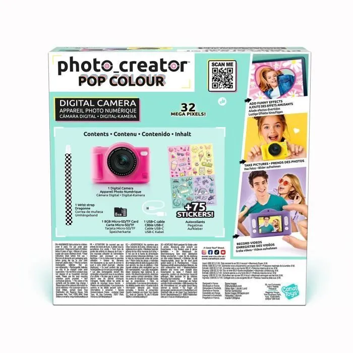 Canal Toys - Photo Creator -Appareil Photo Numérique Pop Couleur Jaune- Avec carte SD 8Go incluse - CLK 040-2