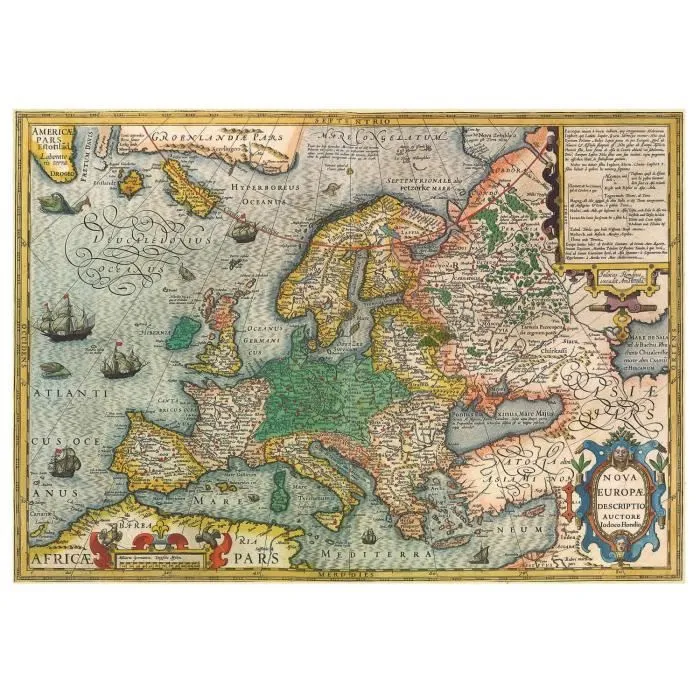 Puzzle Carte d'Europe - 1000 pièces - Marque Educa - Thème Voyage et cartes-0
