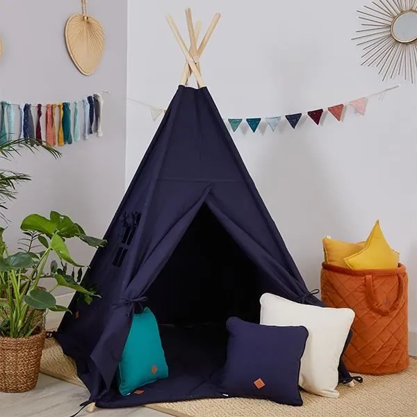 Tente Tipi + Tapis + Coussins - Navy Blue-2
