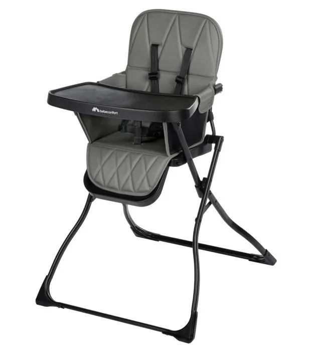 BEBECONFORT LILY Chaise haute bébé, ultra compacte et légère, confort optimal, de 6 mois à 3 ans, jusqu'à 15 kg, Mineral Gray-0