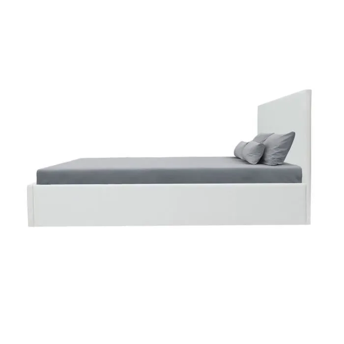 MARTIN Lit adulte 140 x 190 cm + coffre de rangement - Simili blanc - Sommier inclus-3