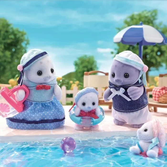 Famille Articulée - SYLVANIAN FAMILIES - Famille Phoque - 4 Personnages et Accessoires de Plage-5