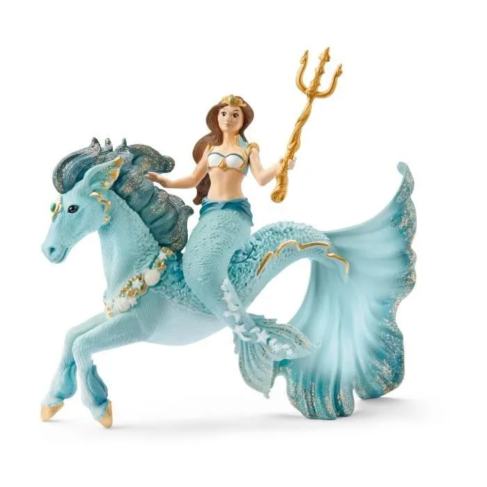 Figurine Sirène Eyela sur cheval de mer - avec sa Baguette Magique - Schleich 70594 Bayala - Dès 5 ans-0