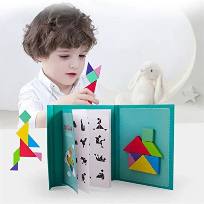 Casse-Tete FXQTZ jeux de livre de puzzle énigmes tangram de voyage magnétiques-1