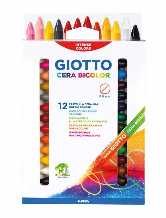 Crayon de couleur - Giotto - 291300 - 12 crayons cire - Double pointe - 24 couleurs-0