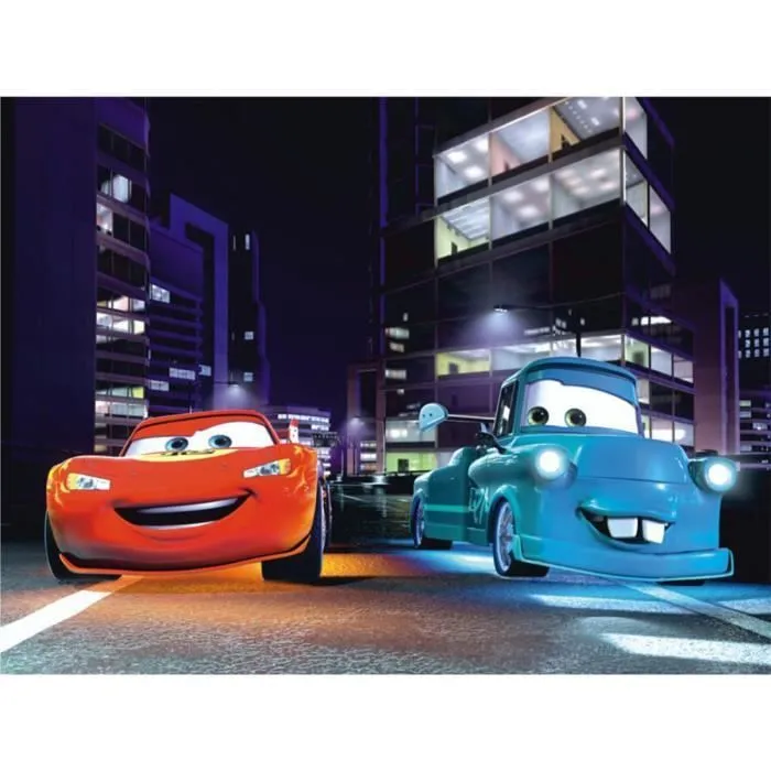 DIM : H 255 x L 360 cm. Facile à poser pour un rendu époustouflant ! Thème : Cars Disney. Donnez à votre enfant la décoration mural-1