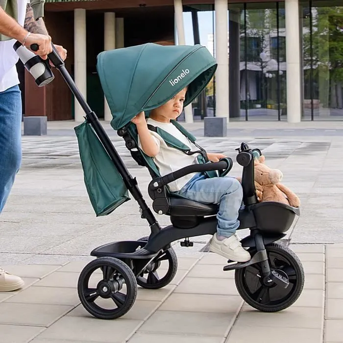 Tricycle évolutif LIONELO Kori - Siège réversible & réglable - Roue libre - Vert-1