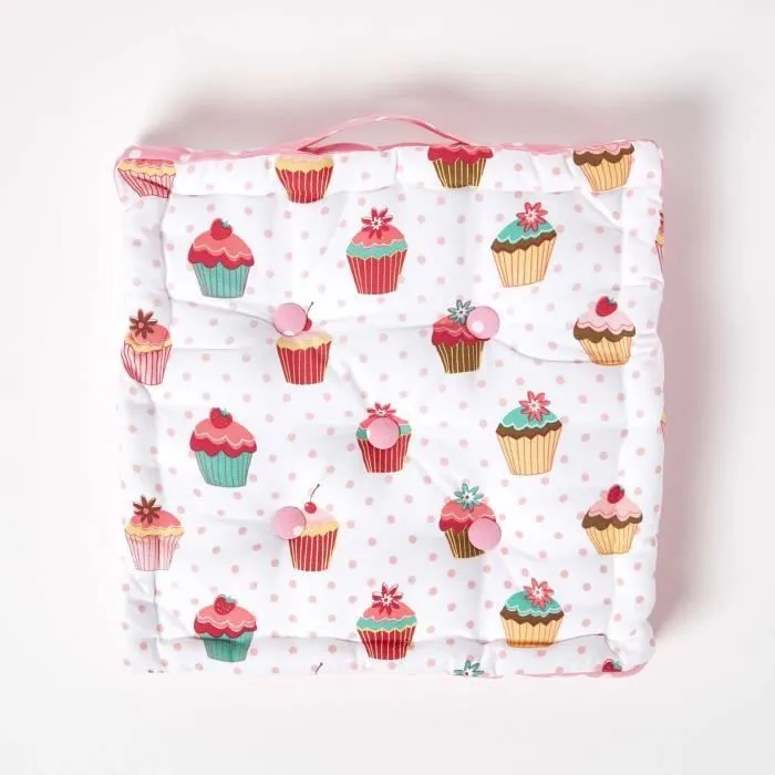 Coussin de sol - Cupcakes - 50 x 50 cm - Rose - 100% Coton - Intérieur-2