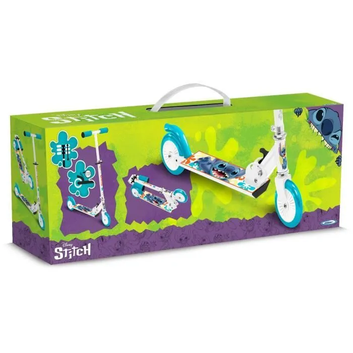 Trottinette pliable - DISNEY - STITCH - Mécanisme de pliage sécurisé - Frein arrière au pied - Hauteur ajustable-2