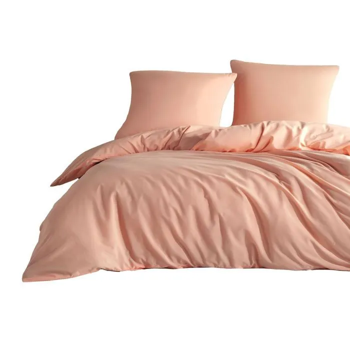 Parure de lit - UNI - Corail - 140x200 - 1 housse de couette - 1 taie d'oreiller-0