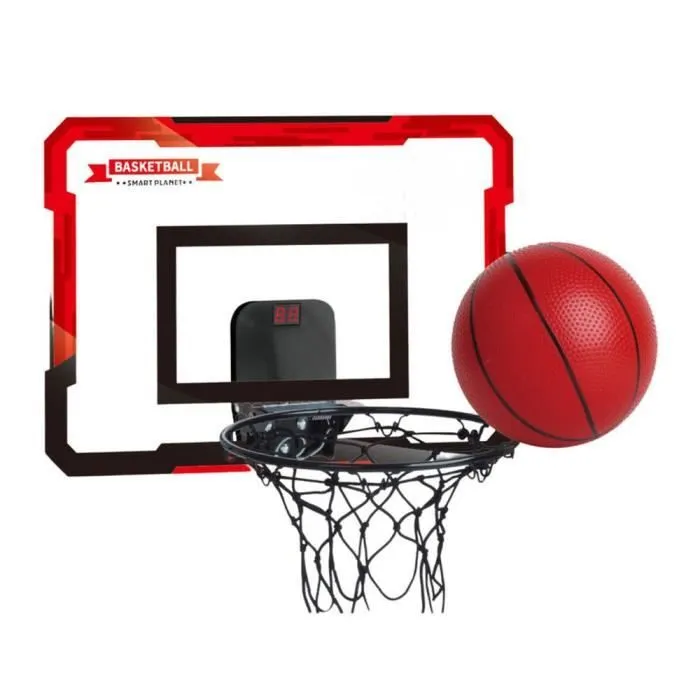Ensemble panier de basket-ball pour enfants avec panneau arrière et contre-balles-1