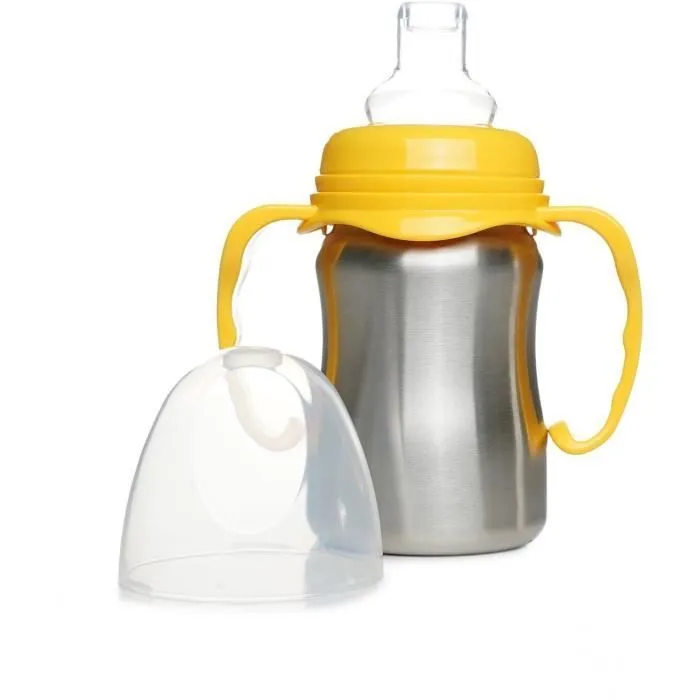 Tasse d'apprentissage - THERMOBABY - Inox - 180 ml - Jaune Mangue - Ergonomique et anti-fuites-2