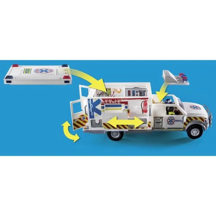 PLAYMOBIL 70936 Ambulance américaine avec secouristes et blessé, City Action, Les Secouristes-5