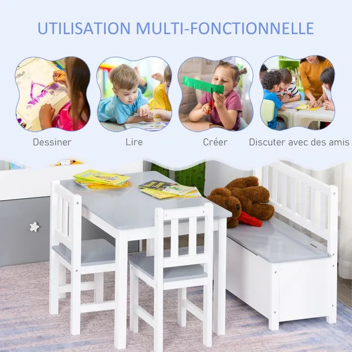 HOMCOM - table enfant - MDF - 77x59x46cm - Gris-4