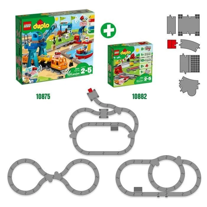 LEGO® DUPLO Town Les Rails du Train Jeu de Construction - Circuit avec Brique d'Action Rouge-5