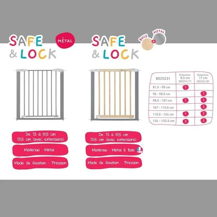 Extension de barrière de sécurité - BADABULLE - Safe & Lock 7 cm - Blanc-1