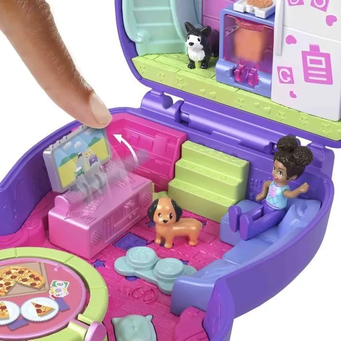 Polly Pocket-Coffret Chiot Festif soirée pyjama -Jouet De Voyage - 4 ans+- JCR38-4