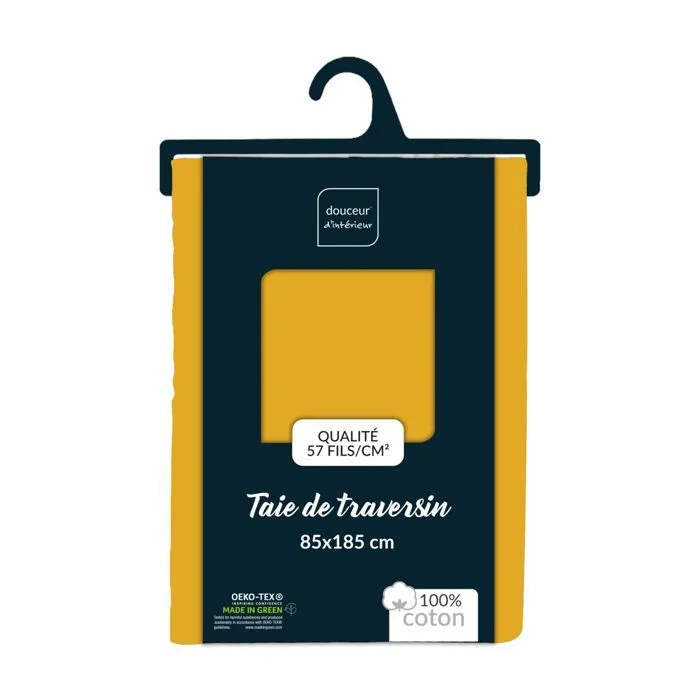 Taie de traversin 85x185 cm - 100% coton - Jaune-3