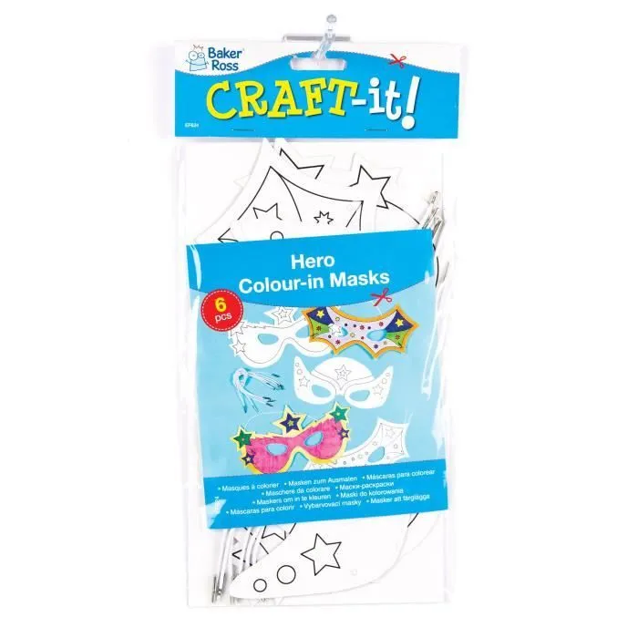Lot de 6 Masques Super-Héros à colorier - BAKER ROSS - Loisirs créatifs pour enfants-2