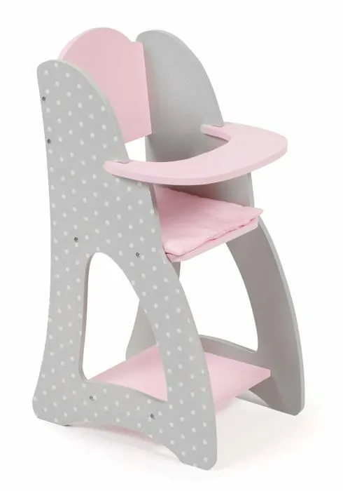 Nurserie Bayer chic - 520-91 - 2000- Chaise Haute pour poupees de bebe jusqu'a env. 46 cm, Meubles de poupee, Puntos Gris-0