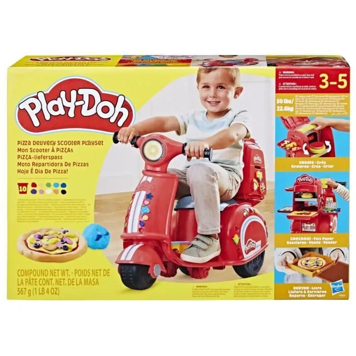 Play-Doh Mon scooter à pizzas, jouets de loisirs créatifs avec pâte à modeler pour enfants-8
