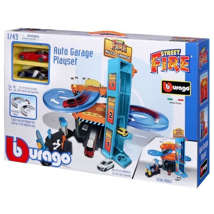Garage double piste avec 2 voitures de collection 1/43 BURAGO - BBURAGO - 4 pièces-1