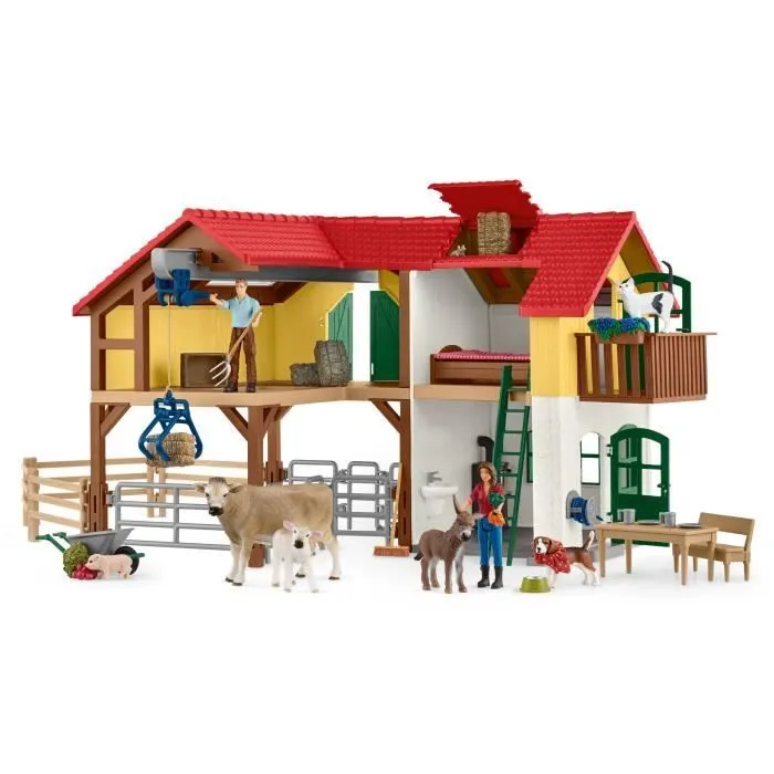 Ferme avec étable et animaux, coffret de 97 pièces avec figurines, Schleich 42407 Farm World, Dès 3 ans-1