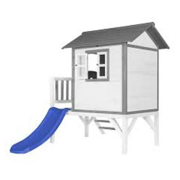 AXI Maison Enfant Beach Lodge XL en Blanc avec Toboggan en Bleu | Maison de Jeux en Bois FFC pour Les Enfants | Maisonnette-2