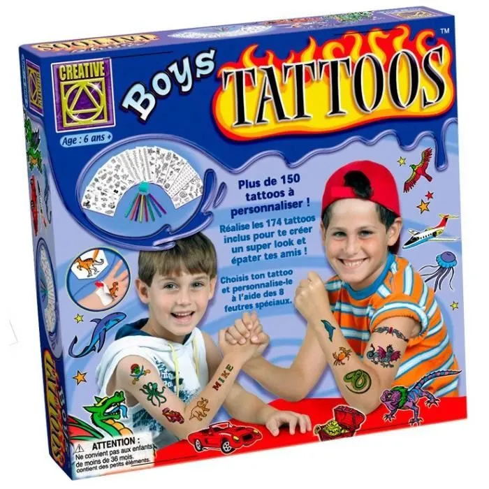 Tatouages Garçon - BSM - Plus de 150 motifs à colorier et appliquer-2