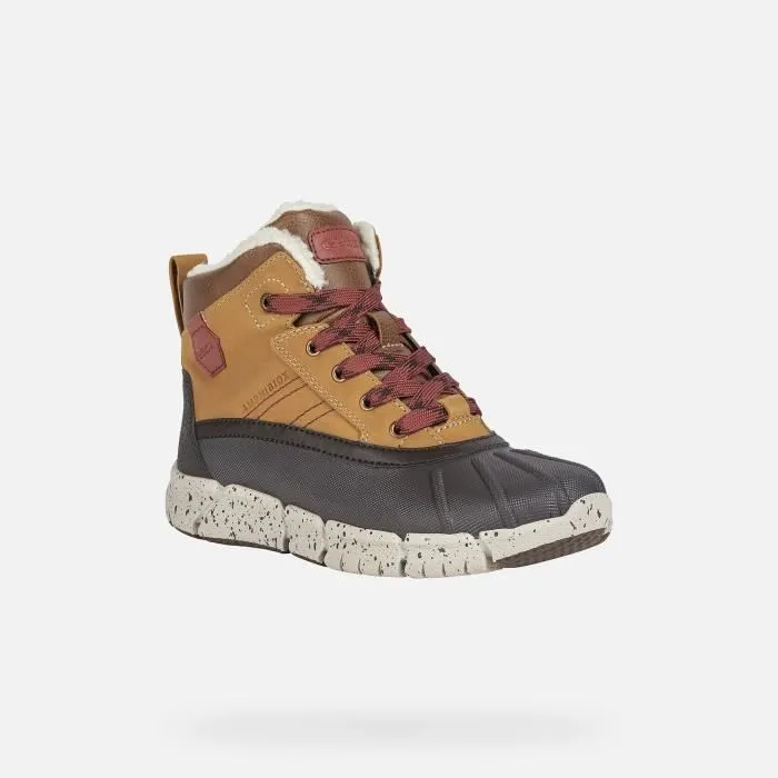 Bottes Garçon - GEOX - J FLEXYPER B ABX - Marron clair et rouge foncé - Souples - Respirantes-2