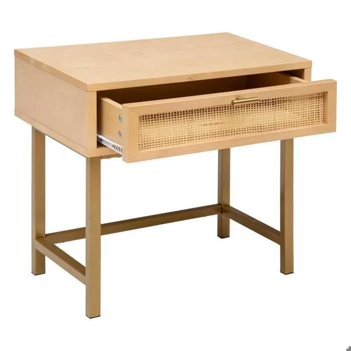 Tables de chevet "Rayo" en métal & bouleau 1 tiroir H50cm - Bois naturel - Atmosphera createur d'interieur-1