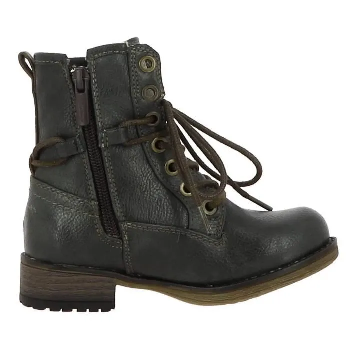 Bottines Mustang 5026-619 pour filles - Fermeture pratique par zip - Fourrées - Bleu graphite-2