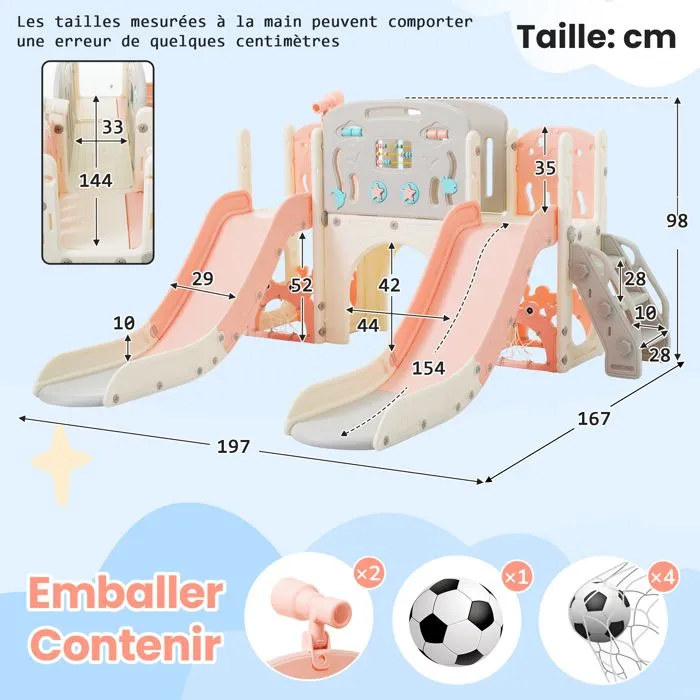 Aire de jeux pour enfants - Créatures marines - 8 en 1 - Toboggan - Tunnel - Télescope-5