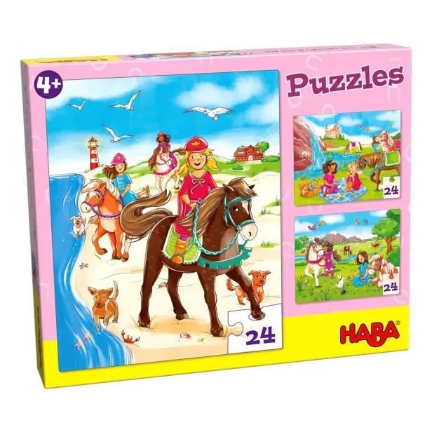 Puzzle Chevaux Amis 24 pièces - HABA - Blanc - Enfant - Mixte-0