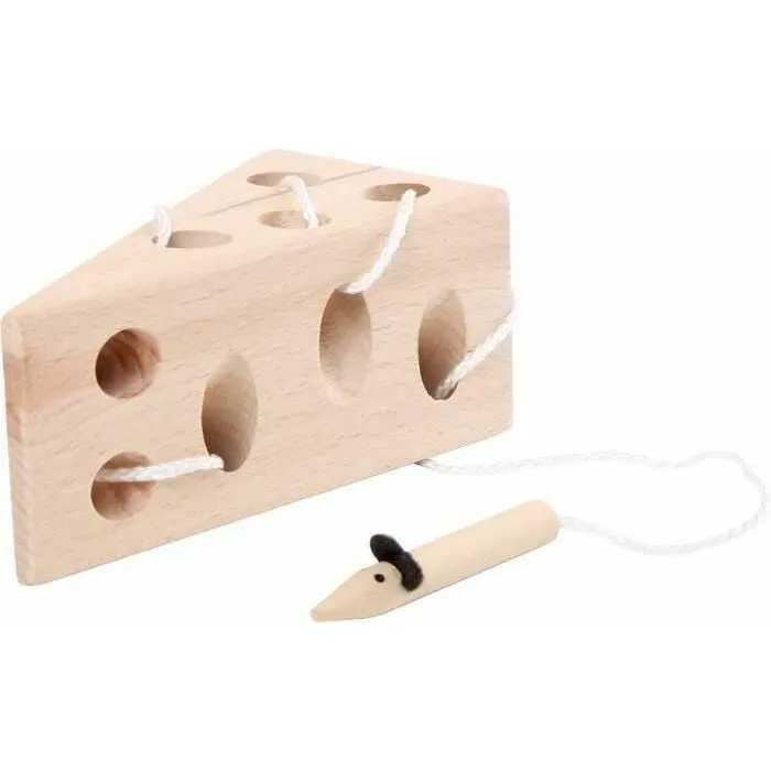 Jouet en bois - Legler - Petit Pied Fromage Naturel Avec Souris - 6x11x5 cm - À partir de 3 ans - Motricité fine-2