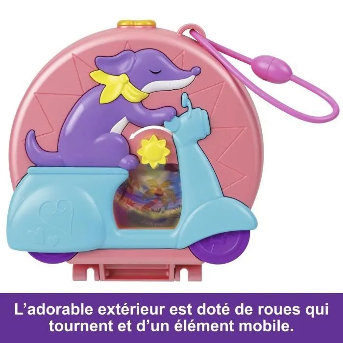 Polly Pocket-Aventure en Mobylette-Coffret 2 mini-figurines et animal HWN98-3