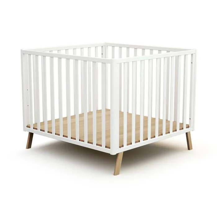 AT4 -  Parc bébé évolutif CONFORT en bois  Blanc - 100x100-0