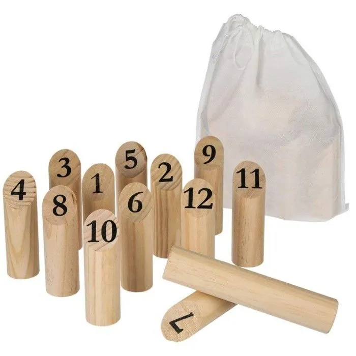 Jeu de quilles nordiques en bois - JJA - 12 quilles numérotées - Pour enfants - Extérieur-2