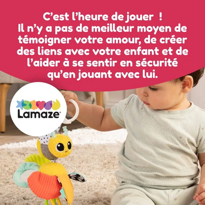 Peluche d'éveil sensoriel - Lamaze - Buzzy l’Abeille - Jaune - 0 à 6 mois - Clipser pour voyager-1