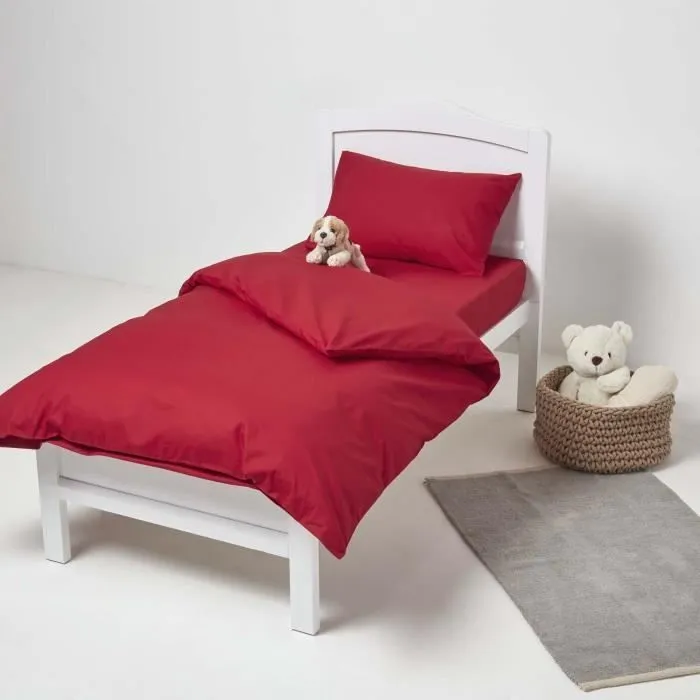 Lot de 2 Draps housse lit bébé en coton égyptien 200 fils Rouge, 60 x 120 cm-1