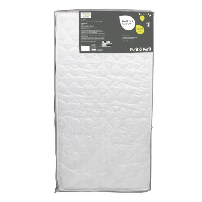 PETIT A PETIT Matelas bébé Confort 70x140 cm, Deux faces de couchage, Fabriqué en France et certifié Oeko-Tex-0