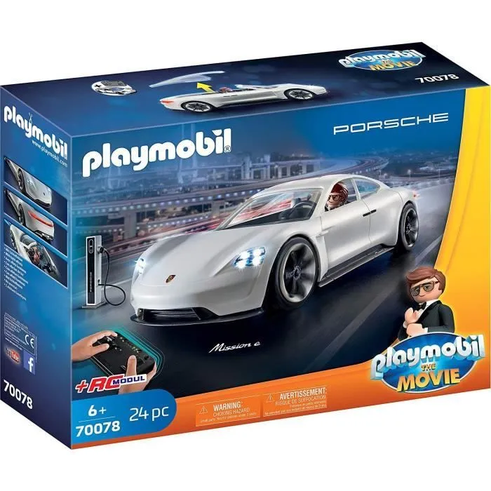 PLAYMOBIL - PLAYMOBIL THE MOVIE Rex Dasher et Porsche Mission E - Voiture radiocommandée pour enfant-0