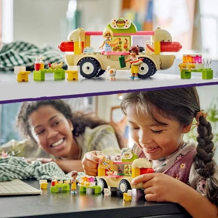 LEGO® 42633 Friends Le Food-Truck de Hot-Dogs, Jouet de Restaurant Mobile, avec Figurines et Chat, Cadeau Enfants-4