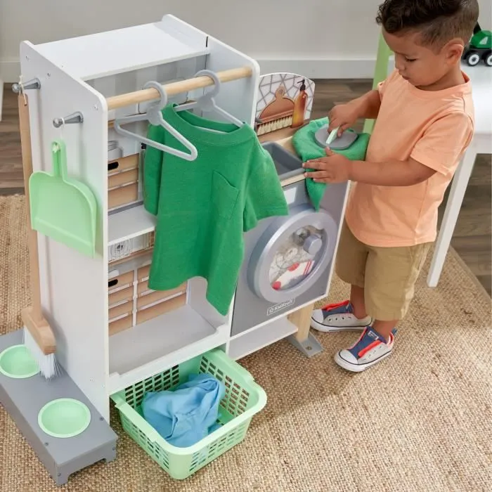 KIDKRAFT - Cuisine en bois 2 en 1 pour enfants avec buanderie et accessoires-2