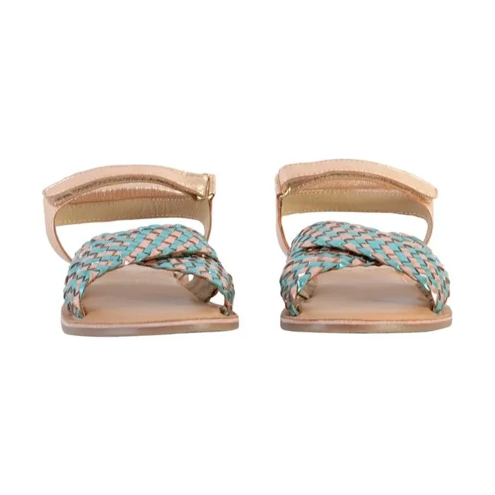 Sandale Plate Cuir  Mod8 Canibraid - Rose Or Turquoise-4