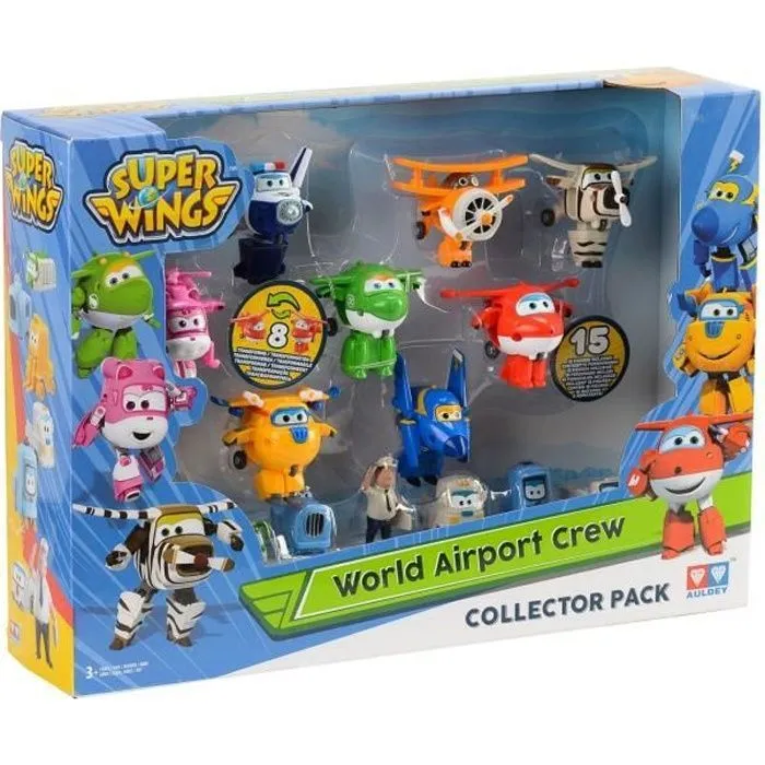 Coffret Figurines Super Wings Collector de 8 Transform'a'bot + 7 figurines "WORLD AIRPORT CREW" Saison 1-0